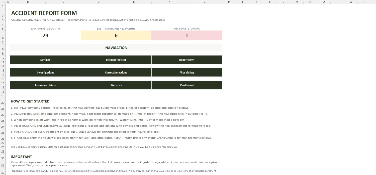 Accident Report Form Excel – START