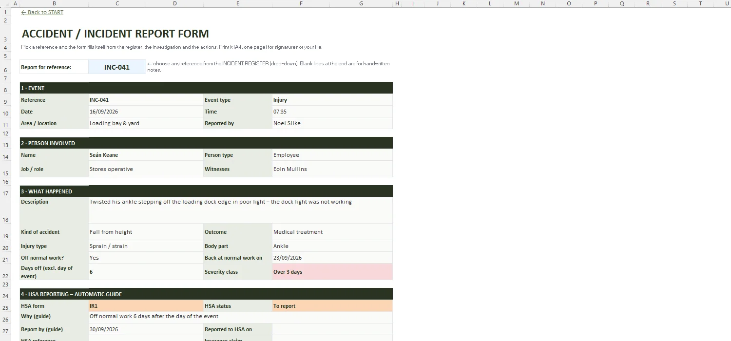 Accident Report Form Excel – REPORT FORM