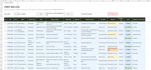 Accident Report Form Excel – FIRST AID LOG