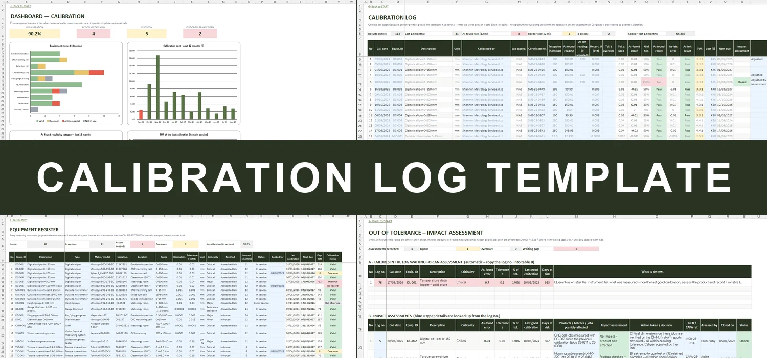 Calibration Log Template Excel