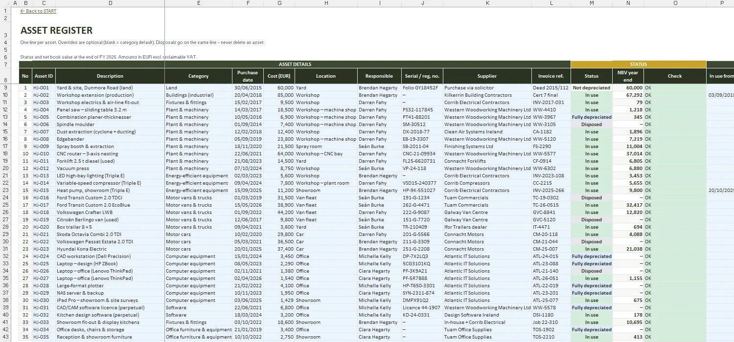 Fixed Asset Register Excel – ASSET REGISTER