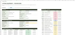 Lifting Equipment Register Excel – EQUIPMENT REPORT