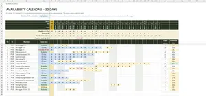 Plant Hire Software Excel – CALENDAR 30 DAYS