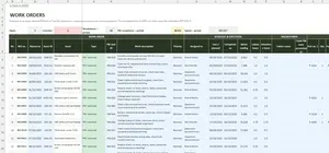 Preventive Maintenance Schedule Excel – WORK ORDERS
