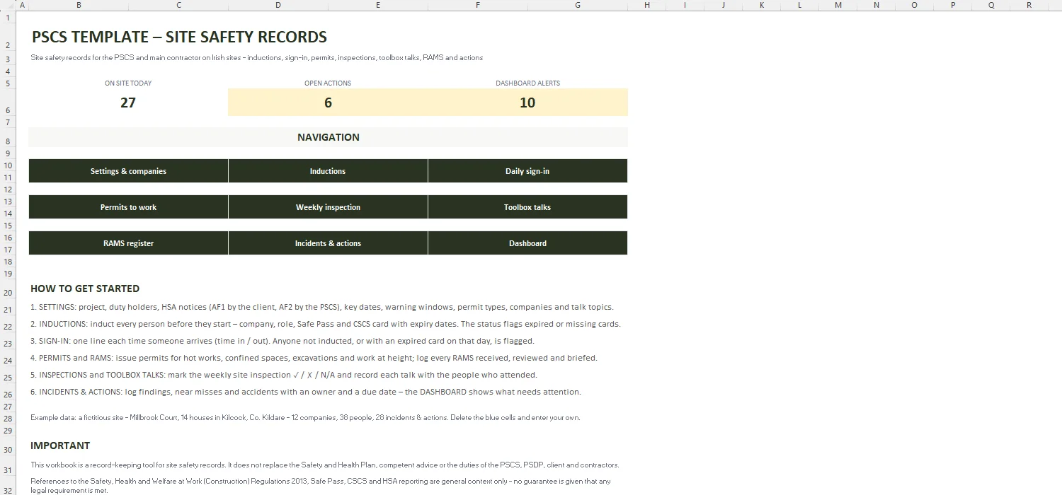 PSCS Template Excel – START