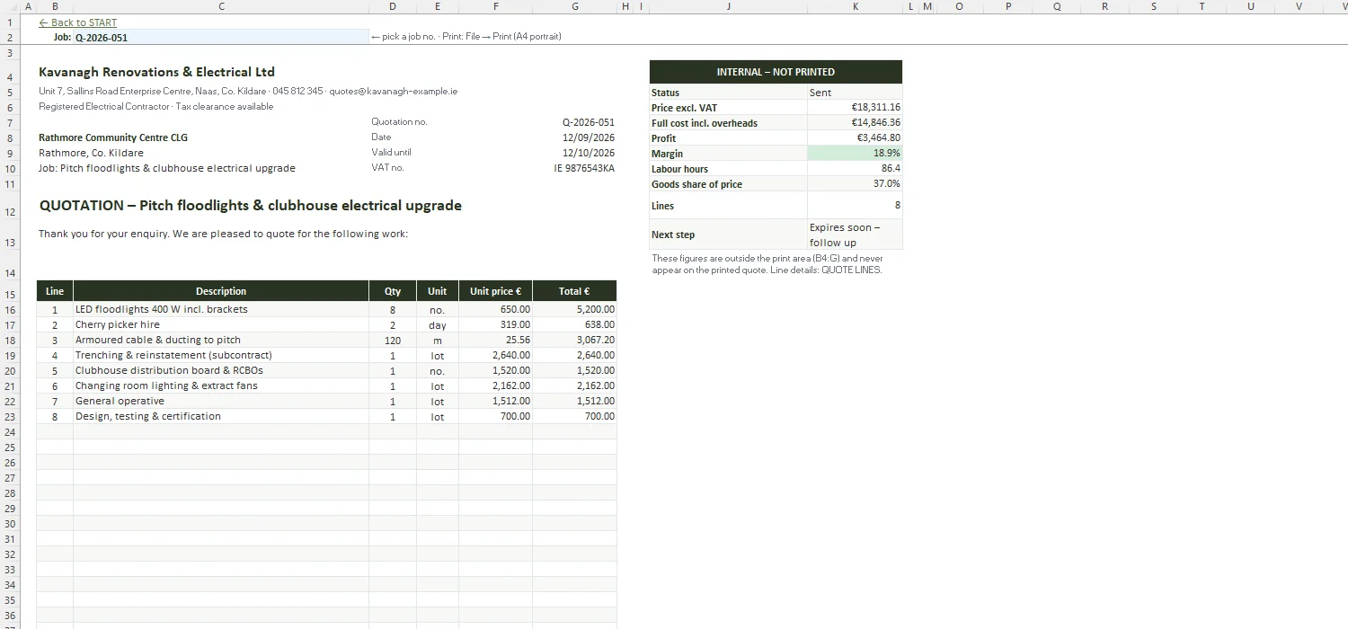 Quote Template Excel – QUOTE