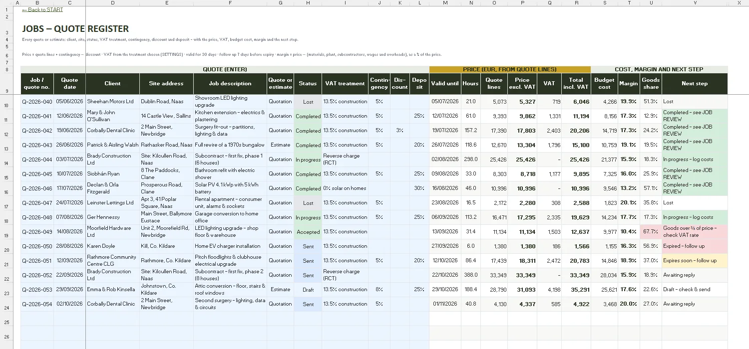 Quote Template Excel – JOBS