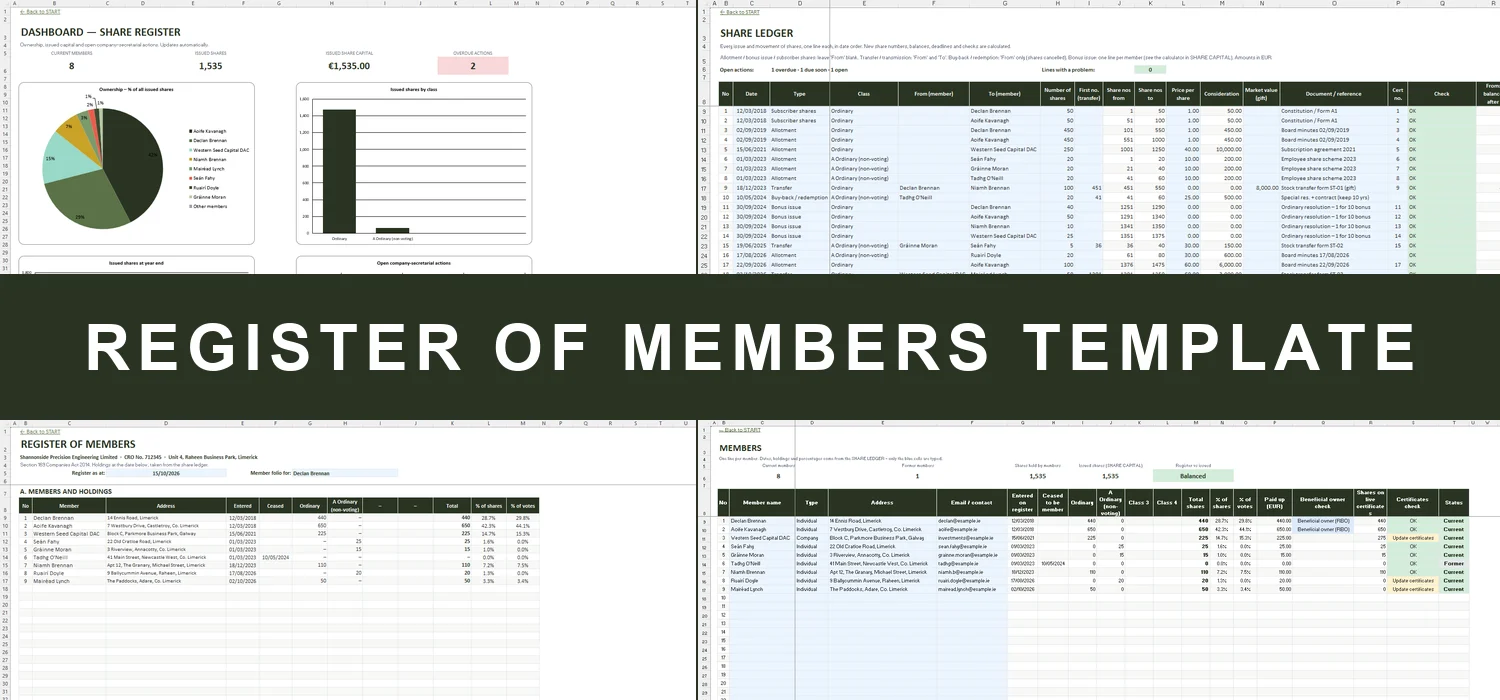 Register of Members Template Excel