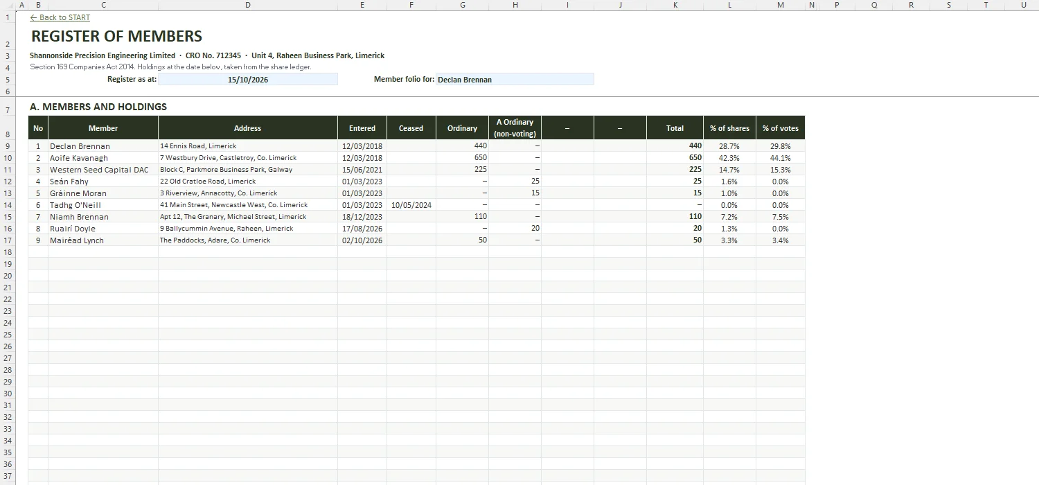 Register of Members Template Excel – REGISTER PRINT
