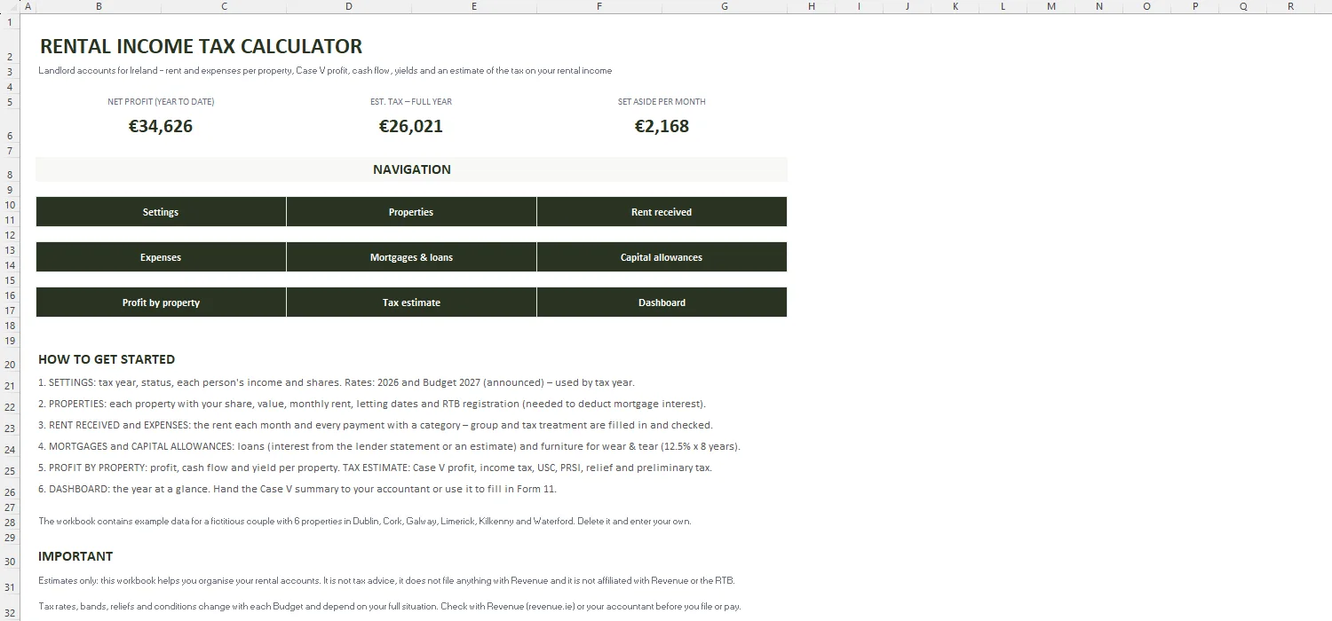 Rental Income Tax Calculator Excel – START