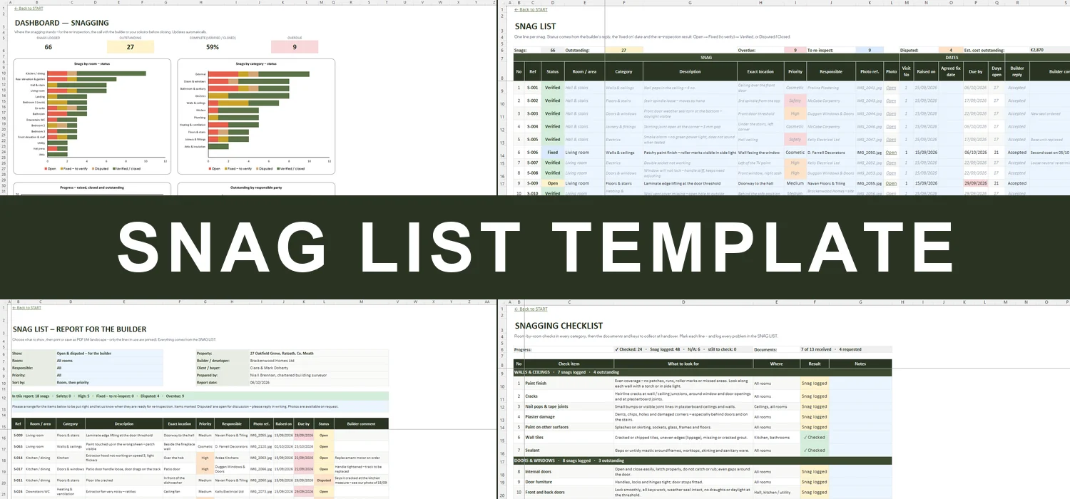 Snag List Template Excel