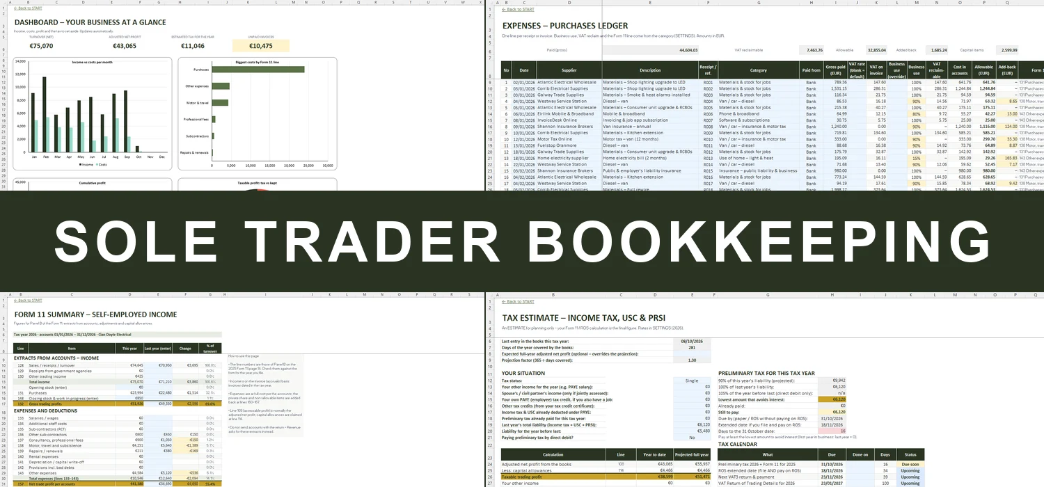 Sole Trader Bookkeeping Template Excel