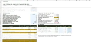 Sole Trader Bookkeeping Template Excel – TAX ESTIMATE