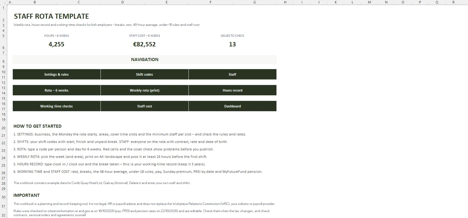 Staff Rota Template Excel – START
