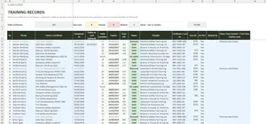 Training Matrix Template Excel – TRAINING RECORDS